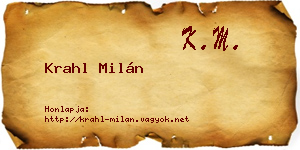 Krahl Milán névjegykártya